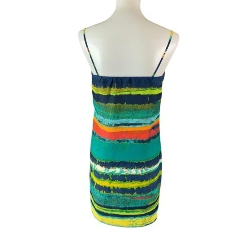 Rachel Rachel‎ Roy Multicolor Striped Asymmetrical Draped Dress Medium